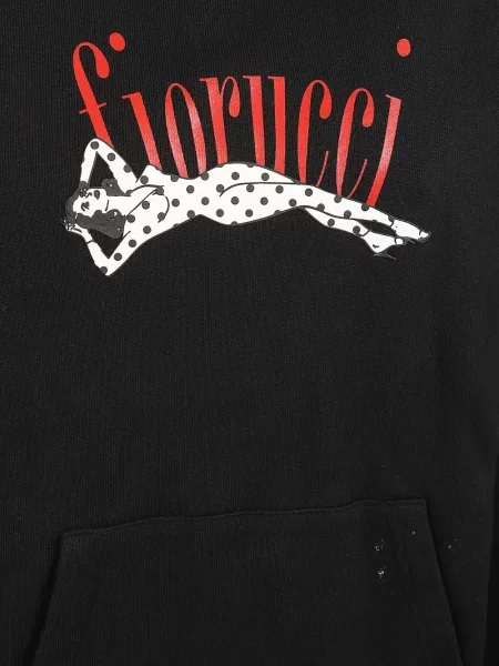 Hanorac cu glugă Fiorucci cu imagine negru