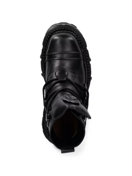 Botine New Rock cu platformă cu cataramă negru