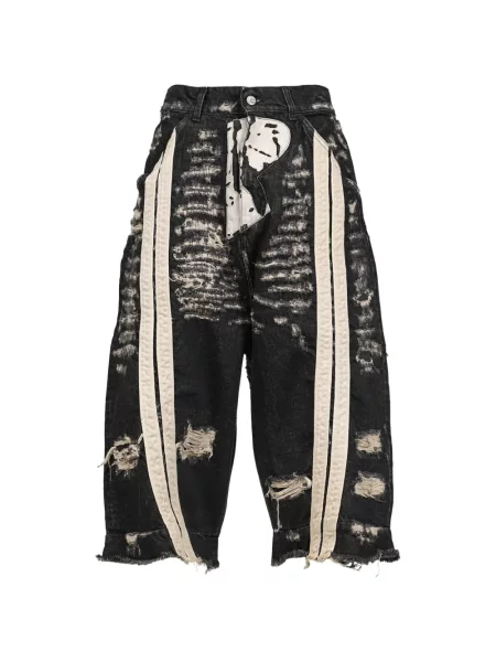 Pantaloni scurți Rrr123 zdrențuiți cu dungi negru
