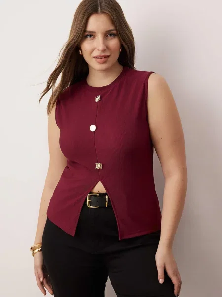 Trendyol Curve Top tamno crvena