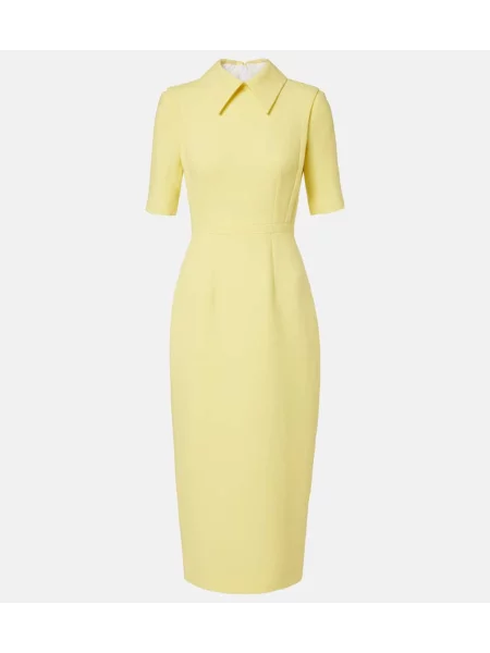 Rochie midi Emilia Wickstead de lână până la genunchi de costum galben