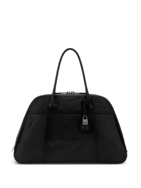 Bőr shopper táska Miu Miu fekete
