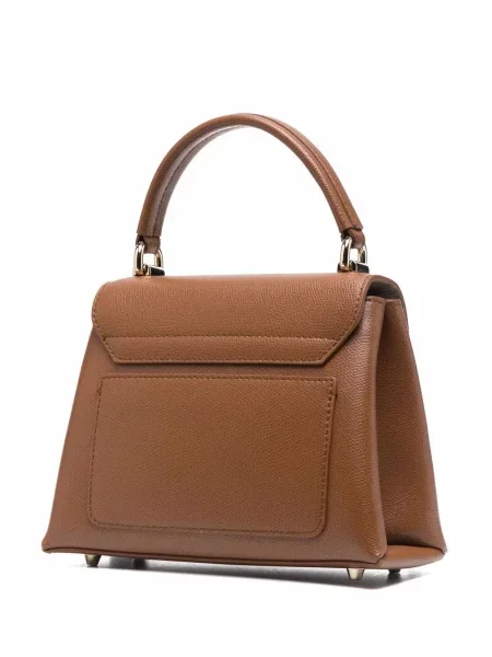 Kožená kožená taška Furla hnědá