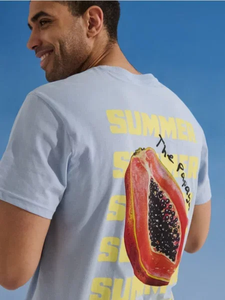 Sinsay tričko s nápisem Summer modrá
