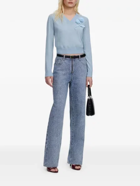 Pulover Self-portrait cu decolteu în V albastru