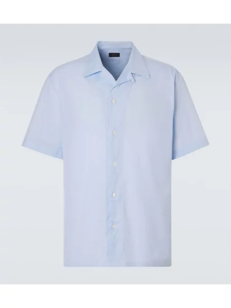 Cămașă Brioni cu dungi din poplin albastru