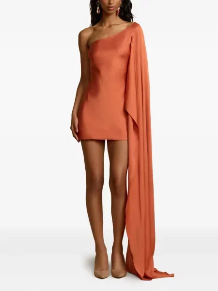 Mała sukienka mini Arcina Ori asymetryczna garniturowa pomarańczowa