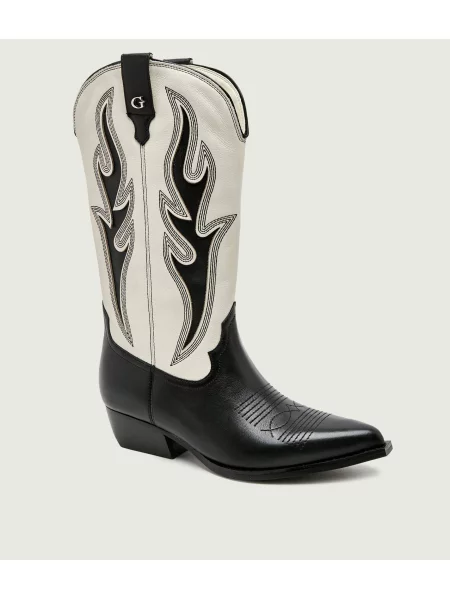 Guess De piele cizme cowboy Largena negru