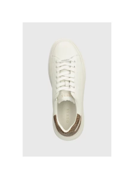 Sneakersy ze skórzanymi naszywkami model ‘ELBA’ Guess białe