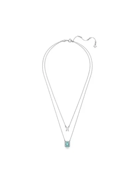 Lniany naszyjnik Swarovski szary