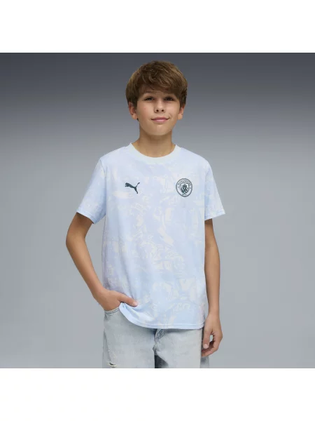 PUMA Młodzieżowa koszulka Manchester City FtblCulture z nadrukiem na całej powierzchni Odzież niebieski