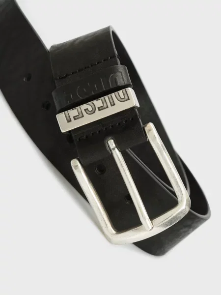 Шкіряний ремінь Diesel чорний