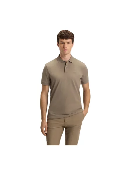 BOSS polo zielony gładki brązowa