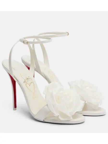 Sandale Christian Louboutin din piele cu model floral alb