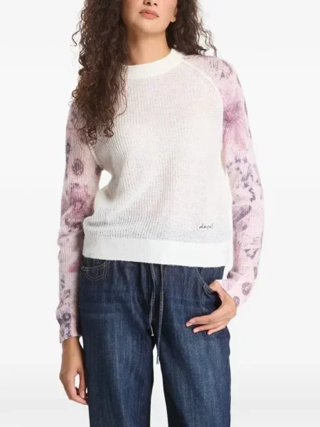 Pulover Desigual cu legături alb