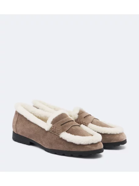 Pantofi loafer Veronica Beard din piele de căprioară bej
