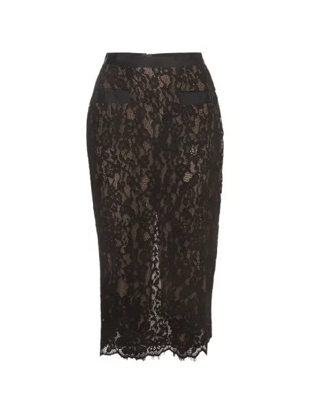 Fustă midi Helsa cu model floral din dantelă negru