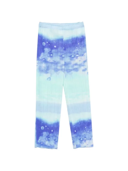 Pantaloni Pleats Please Issey Miyake cu imagine cu imprimeu abstract albastru