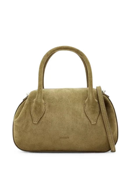 Geantă shopper Yuzefi din piele de căprioară verde