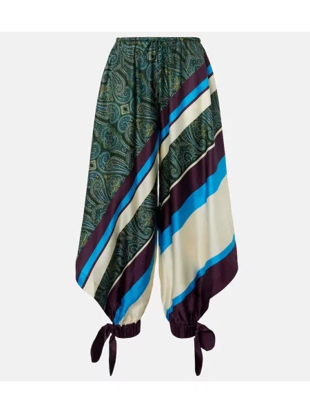 Pantaloni Alemais de mătase cu imagine