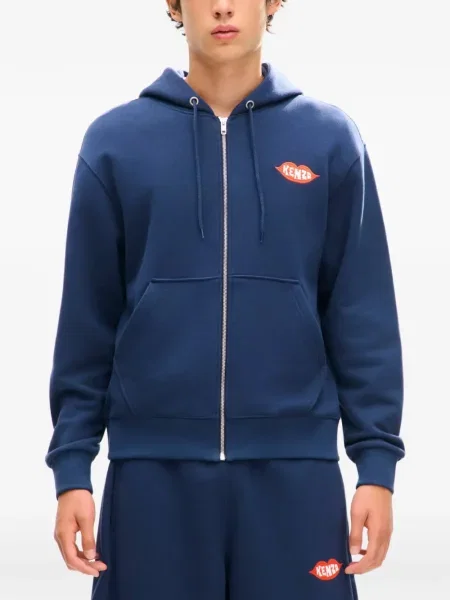 Hanorac cu glugă Kenzo cu broderie albastru