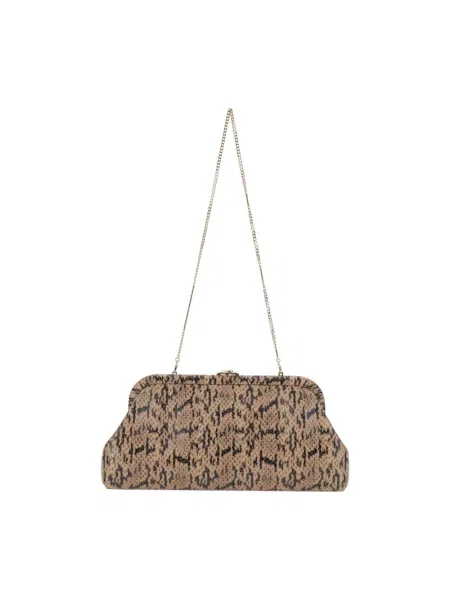 Torebka Jimmy Choo skórzana z nadrukiem w wężowy wzór brązowa