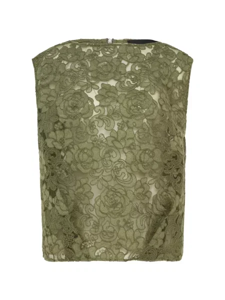 Top Simone Rocha fără mâneci cu model floral din dantelă verde