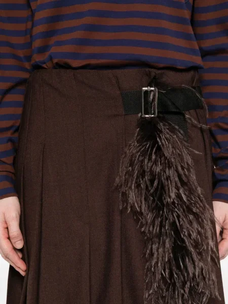 Fusta plisata Plan C cu pene plisată până la genunchi maro