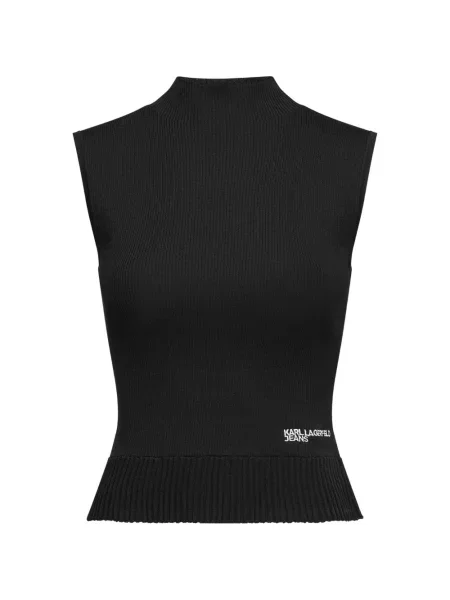 Pletený top Karl Lagerfeld Jeans bez rukávů černý