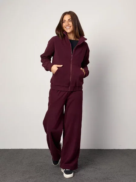 Спортивний костюм ISSA Plus фліс бордовий