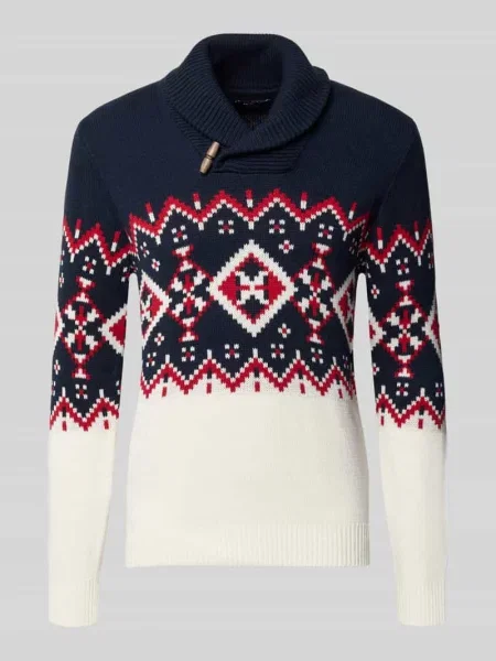 Sweter z dzianiny o kroju slim fit z mieszanki bawełny z kołnierzem zapinanym Mcneal