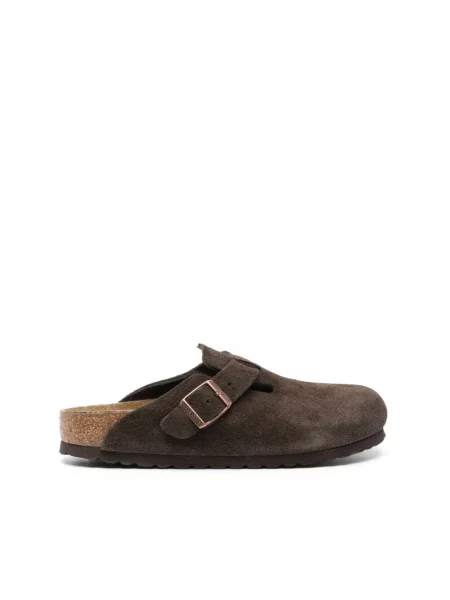 Klapki Birkenstock zamszowe brązowe