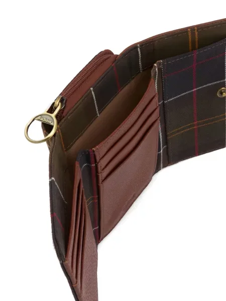 Кожено карирано портмоне Barbour кафяво