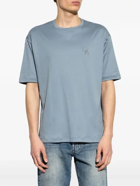 Tricou Giorgio Armani cu broderie albastru