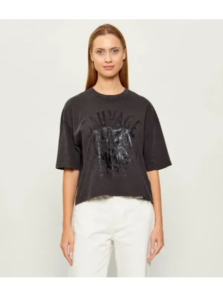 GUESS Tricou SAVAGE TOUR | Cropped Fit gri