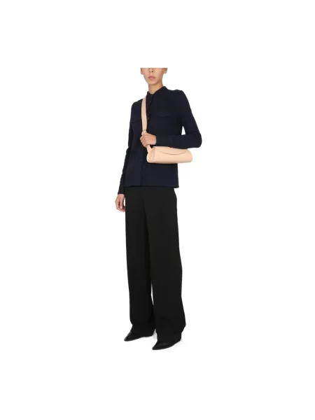 Koszula Jil Sander ze stójką niebieska