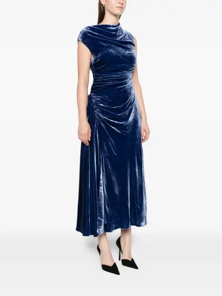 Rochie midi Simkhai de catifea drapată albastru