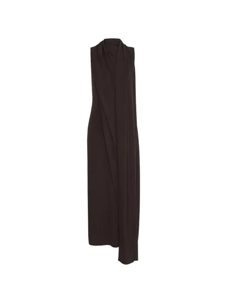 Rochie maxi Sportmax fără mâneci drapată maro