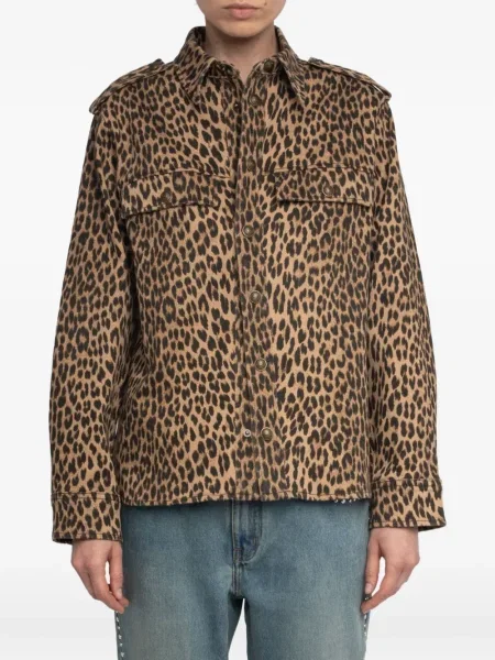 Cămașă Zadig&voltaire cu imagine cu model leopard maro
