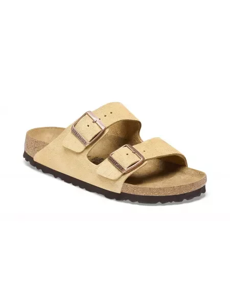 Klapki Birkenstock zamszowe beżowe