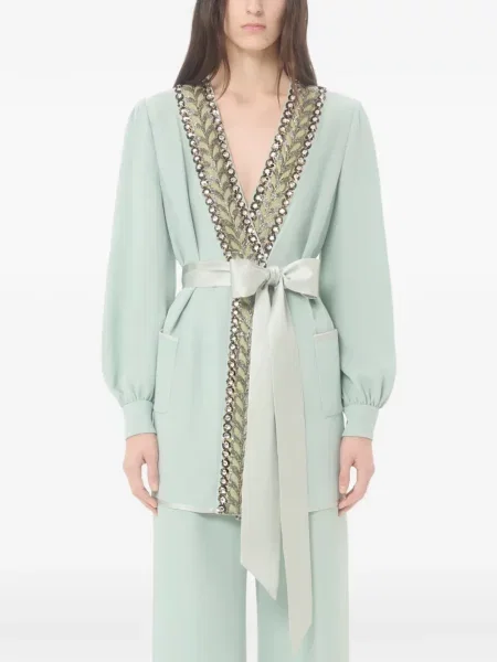 Bluză Valentino Garavani cu broderie verde