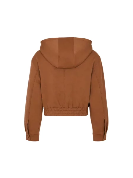 Bluza z kapturem Twinset z kapturem o skróconej długości brązowa