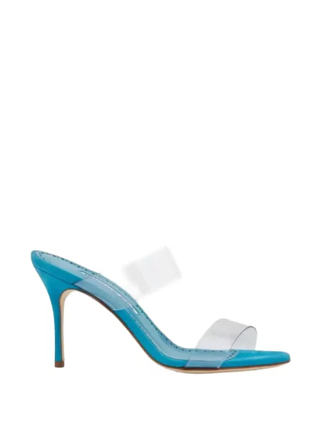 Велурени прозрачни сандали Manolo Blahnik бяло