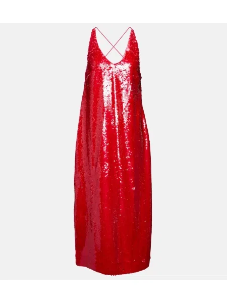 Rochie midi Ganni până la genunchi de costum roz