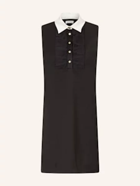 Sandro Sukienka Koszulowa Z Falbankami schwarz biała