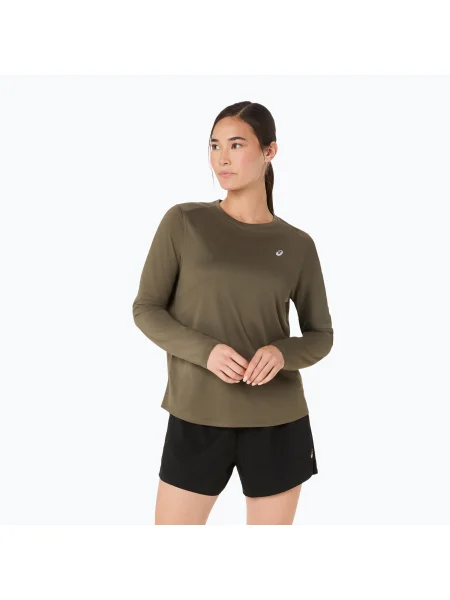 Tricou mânecă lungă Asics alergare kaki