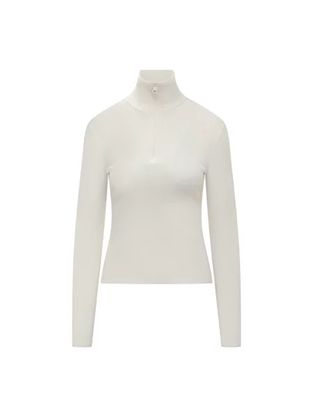 Sweter z golfem Courreges wełniany biały