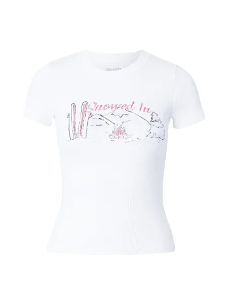 HOLLISTER Tricou roșu / negru alb