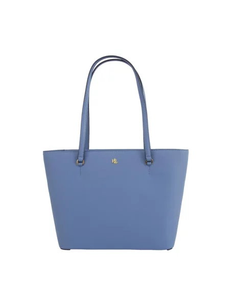 Lauren Ralph Lauren torebka shopper skórzana niebieska