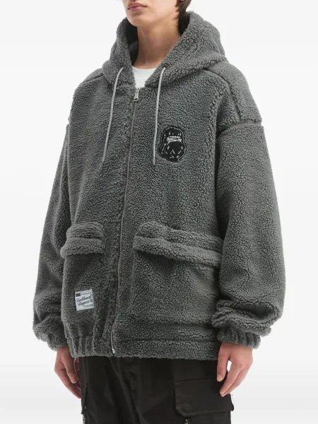 Geacă Fingercroxx din fleece cu glugă gri